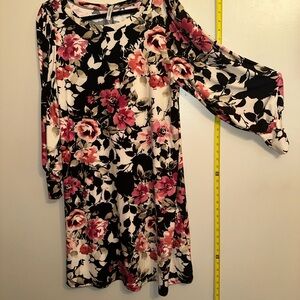 Piphany Floral Dress with Pink and Black Accents